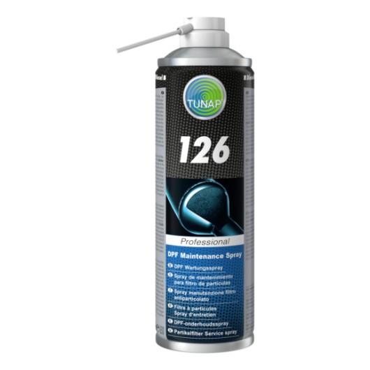 126 Spray d'entretien FAP Nettoyant non inflammable sans métal pour dissoudre les dépôts de carbone et de cendres dans les filtres à particules diesel.